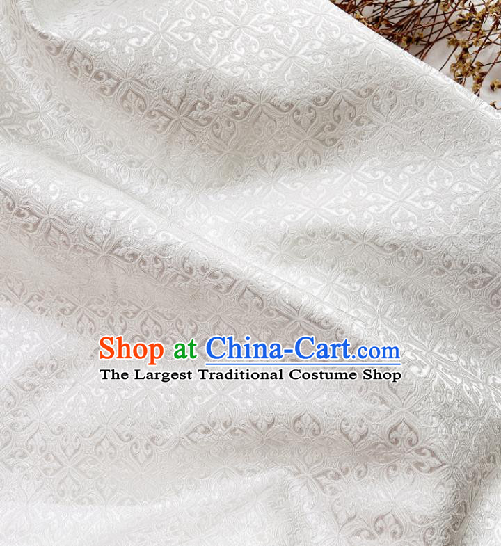 China Traditional Silk Fabric Hanfu Dress Jacquard White Brocade Tang Suit Damask Classical Pattern Satin Tapestry