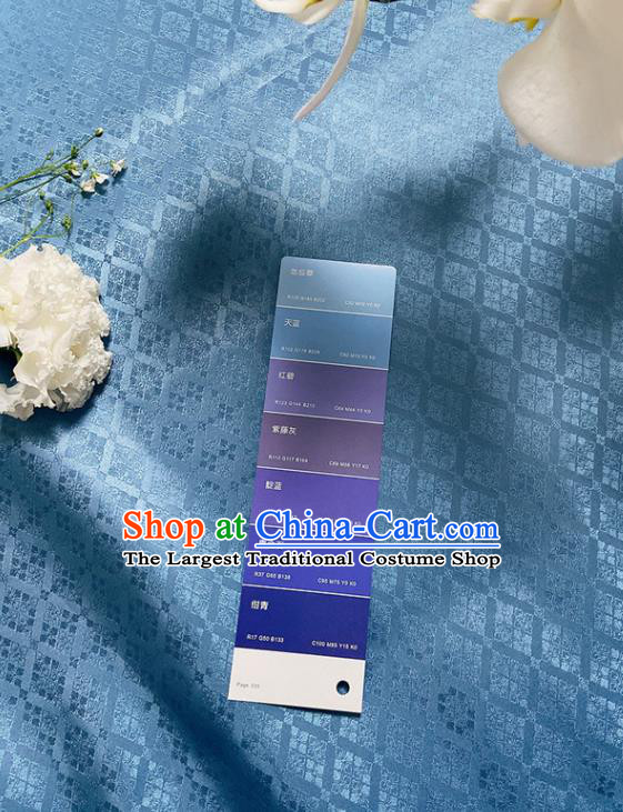 China Tang Suit Damask Classical Rhombus Pattern Satin Tapestry Traditional Hanfu Dress Silk Fabric Song Dynasty Blue Brocade