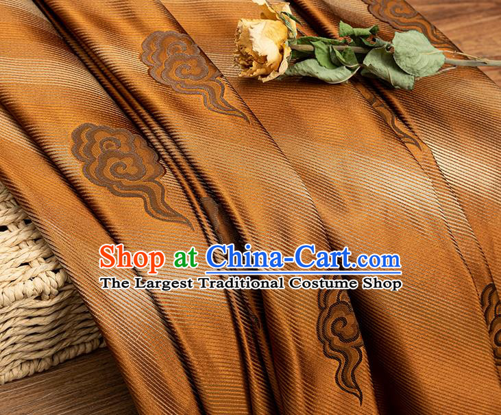 China Traditional Mongolian Robe Silk Fabric Brown Brocade Tang Suit Satin Damask Jacquard Cloud Pattern Tapestry