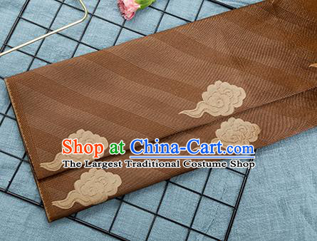 China Traditional Mongolian Robe Silk Fabric Brown Brocade Tang Suit Satin Damask Jacquard Cloud Pattern Tapestry