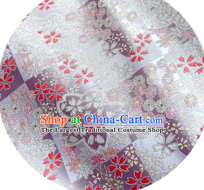 Japanese Traditional Sakura Pattern Pink Satin Drapery Asian Kimono Tapestry Fabric Nishijin Brocade