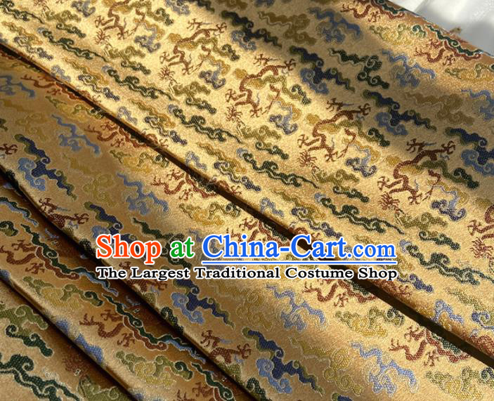 China Tibetan Robe Yellow Song Brocade Tang Suit Damask Classical Cloud Pattern Satin Tapestry Traditional Hanfu Silk Fabric