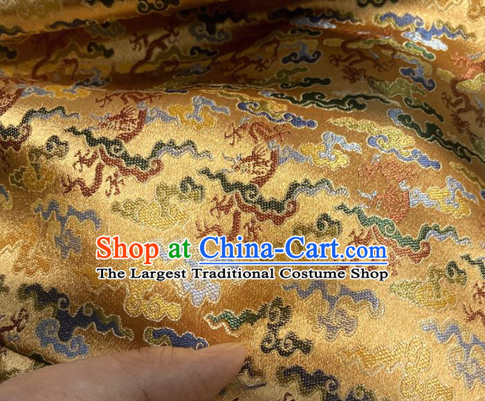 China Tibetan Robe Yellow Song Brocade Tang Suit Damask Classical Cloud Pattern Satin Tapestry Traditional Hanfu Silk Fabric