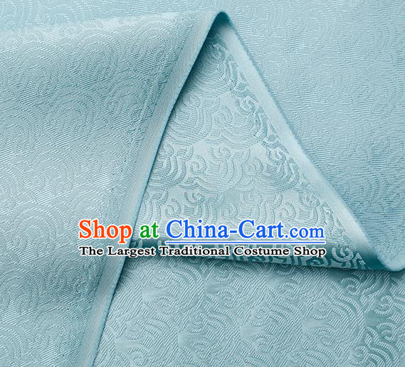 China Traditional Hanfu Dress Silk Fabric Light Blue Brocade Tang Suit Damask Classical Propitious Cloud Pattern Tapestry