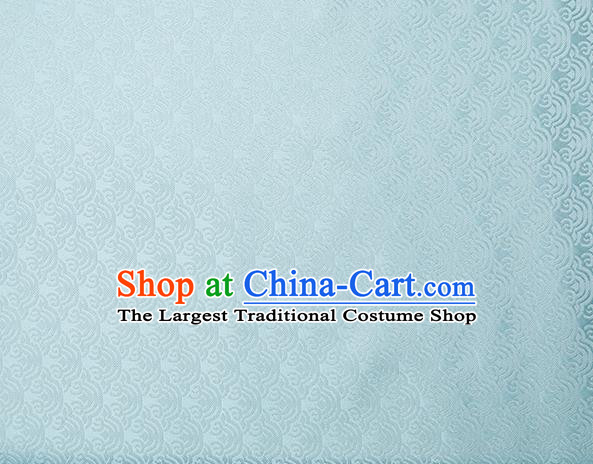 China Traditional Hanfu Dress Silk Fabric Light Blue Brocade Tang Suit Damask Classical Propitious Cloud Pattern Tapestry