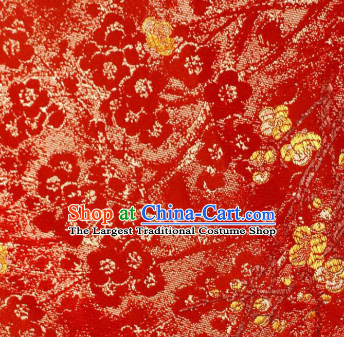 China Jacquard Red Brocade Tang Suit Damask Classical Plum Blossom Pattern Satin Tapestry Traditional Hanfu Silk Fabric