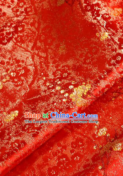 China Jacquard Red Brocade Tang Suit Damask Classical Plum Blossom Pattern Satin Tapestry Traditional Hanfu Silk Fabric