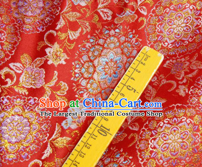 China Wedding Dress Jacquard Brocade Tang Suit Damask Classical Flowers Pattern Red Satin Tapestry Traditional Hanfu Silk Fabric