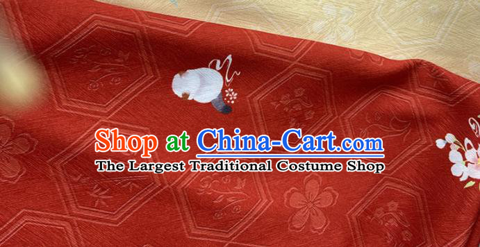 China Classical Hexagon Pattern Satin Tapestry Traditional Hanfu Dress Silk Fabric Jacquard Red Brocade Tang Suit Damask