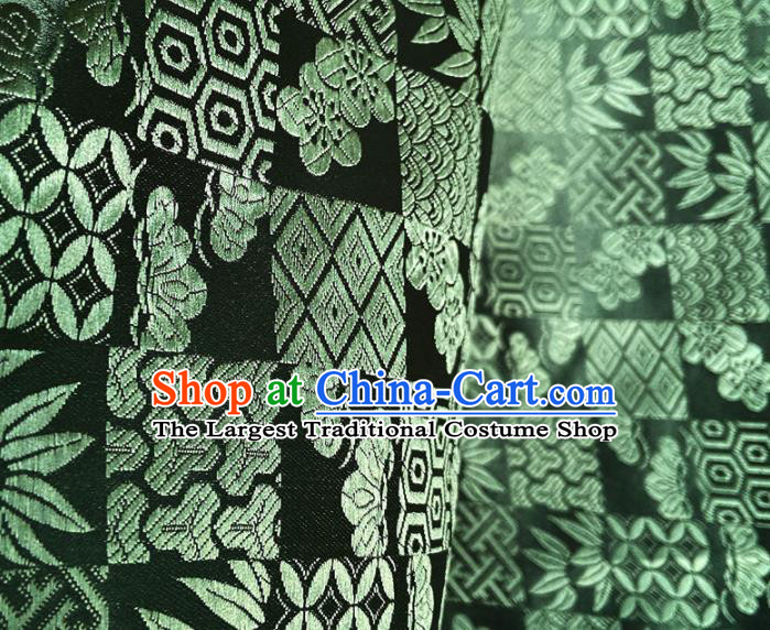 China Classical Plum Bamboo Pattern Tapestry Traditional Cheongsam Silk Fabric Jacquard Atrovirens Brocade Tang Suit Satin Damask