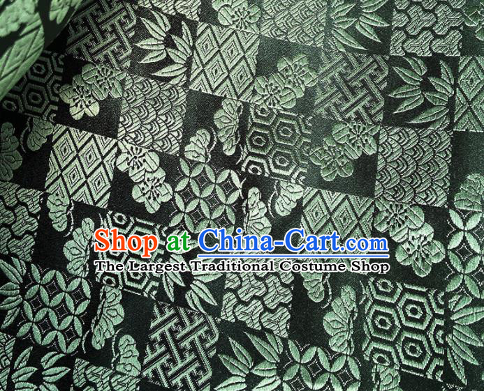 China Classical Plum Bamboo Pattern Tapestry Traditional Cheongsam Silk Fabric Jacquard Atrovirens Brocade Tang Suit Satin Damask