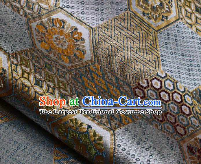Japanese Nishijin Brocade Asian Traditional Septaria Pattern Satin Drapery Kimono Tapestry Fabric