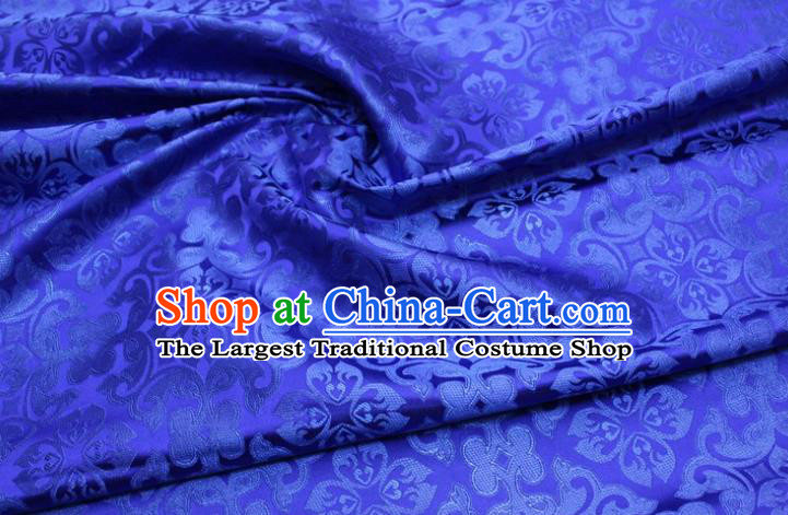 China Classical Plum Pattern Satin Damask Tapestry Material Traditional Tang Suit Silk Fabric Cheongsam Jacquard Royalblue Brocade