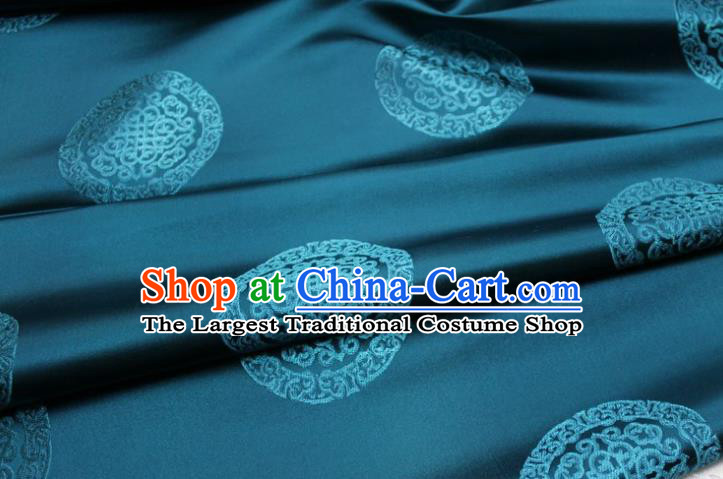 China Traditional Silk Fabric Jacquard Blue Brocade Mongolian Robe Satin Damask Classical Lucky Pattern Tapestry Material