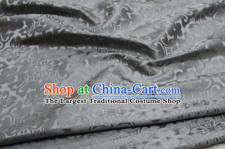China Traditional Plum Pattern Silk Fabric Tang Suit Jacquard Brocade Material Classical Cheongsam Tapestry Grey Satin Damask