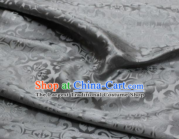 China Traditional Plum Pattern Silk Fabric Tang Suit Jacquard Brocade Material Classical Cheongsam Tapestry Grey Satin Damask