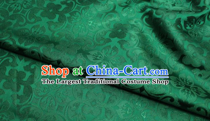 China Classical Cheongsam Tapestry Tang Suit Green Satin Damask Traditional Plum Pattern Silk Fabric Jacquard Brocade Material