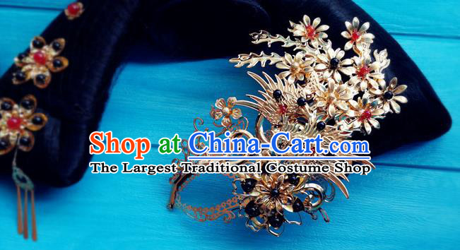 China Drama Palace Beauty Headpieces Traditional Han Dynasty Queen Wigs and Hairpins Ancient Empress Hair Crown