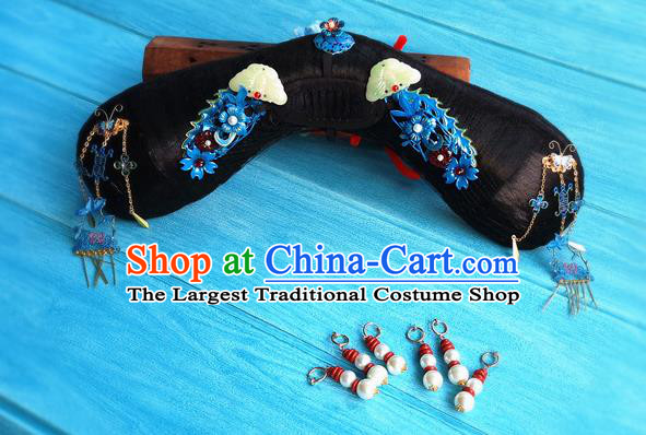 China Ancient Imperial Consort Hairpieces Drama Story of Yanxi Palace Headdress Traditional Qing Dynasty Court Woman Wigs and Hairpins