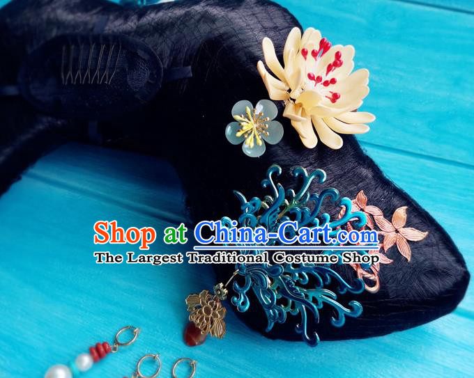 China Drama Story of Yanxi Palace Wei Yingluo Headdress Traditional Qing Dynasty Manchu Woman Wigs and Hairpins Ancient Imperial Consort Hairpieces