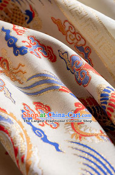 Asian Chinese Hanfu Dress Jacquard Brocade Traditional Phoenix Pattern Satin Drapery Ming Dynasty Beige Tapestry Fabric