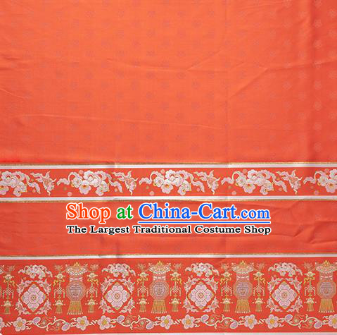 Asian Chinese Ming Dynasty Red Tapestry Fabric Hanfu Dress Jacquard Brocade Traditional Lantern Pattern Satin Drapery