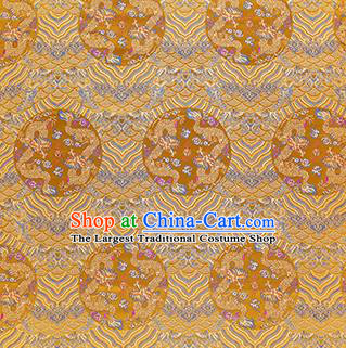 China Jacquard Yellow Brocade Material Classical Cheongsam Tapestry Tang Suit Satin Damask Traditional Wave Dragon Pattern Silk Fabric