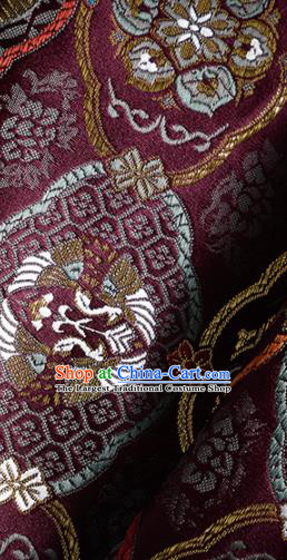 China Tang Suit Tapestry Traditional Lotus Pattern Brocade Material Jacquard Silk Fabric Classical Cheongsam Purple Satin Damask