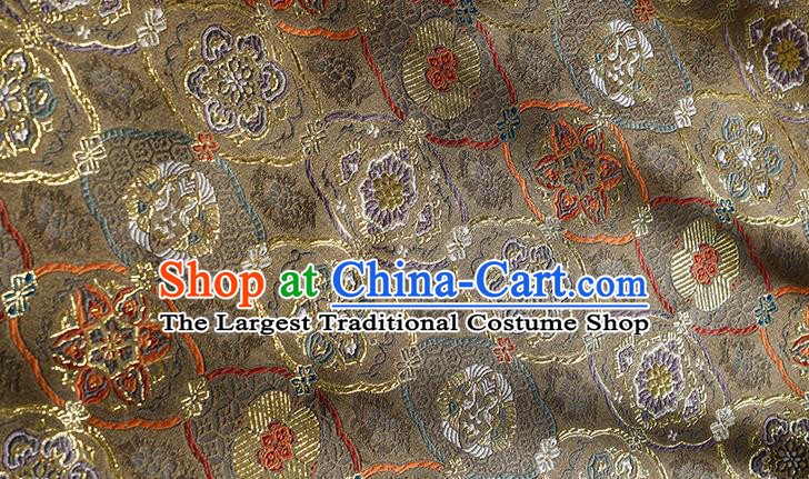 China Classical Cheongsam Silk Fabric Tang Suit Tapestry Traditional Lotus Pattern Brocade Material Jacquard Khaki Satin Damask
