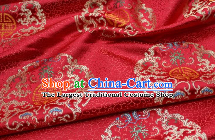 China Mongolian Robe Satin Damask Classical Lucky Pattern Tapestry Material Traditional Silk Fabric Jacquard Red Brocade