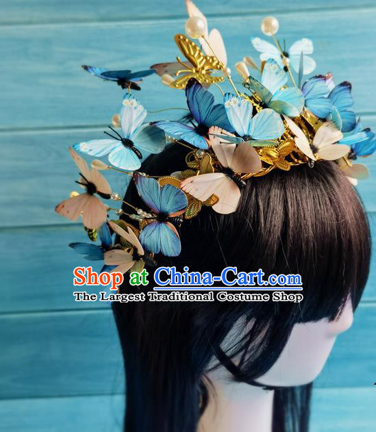 China Traditional Hanfu Butterfly Hair Crown Ancient Noble Infanta Hair Accessories Drama Shangyang Fu Princess Wang Xuan Zhang Ziyi Headdress