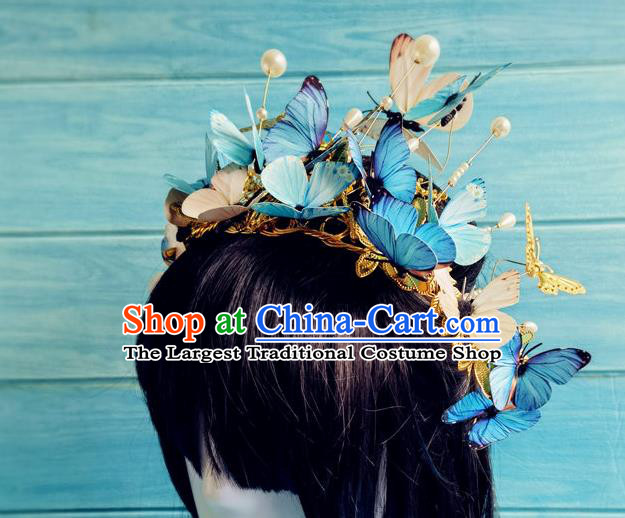 China Traditional Hanfu Butterfly Hair Crown Ancient Noble Infanta Hair Accessories Drama Shangyang Fu Princess Wang Xuan Zhang Ziyi Headdress