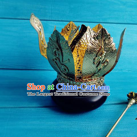 China Traditional Tang Dynasty Empress Golden Lotus Hair Crown Ancient Imperial Consort Hairpin Drama The Longest Day in Chang An Yan Yuhuan Headpieces