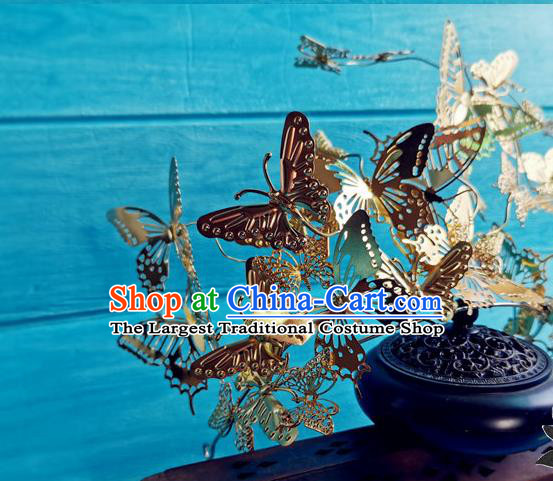 China Traditional Hanfu Golden Butterfly Hair Crown Ancient Shang Dynasty Queen Hairpins Drama Zhao Ge Su Daji Headpieces