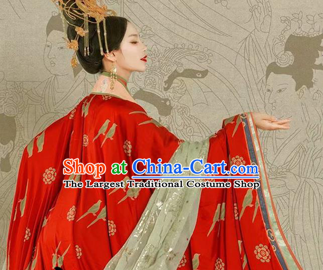 China Traditional Court Hanfu Garments Han Dynasty Imperial Consort Historical Clothing Ancient Empress Red Dress