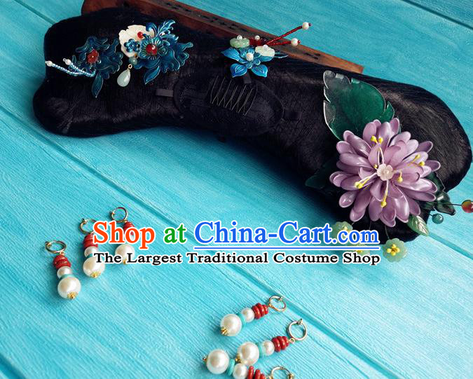 China Traditional Qing Dynasty Manchu Woman Wigs and Hairpins Ancient Imperial Consort Hairpieces Drama Story of Yanxi Palace Wei Yingluo Headdress