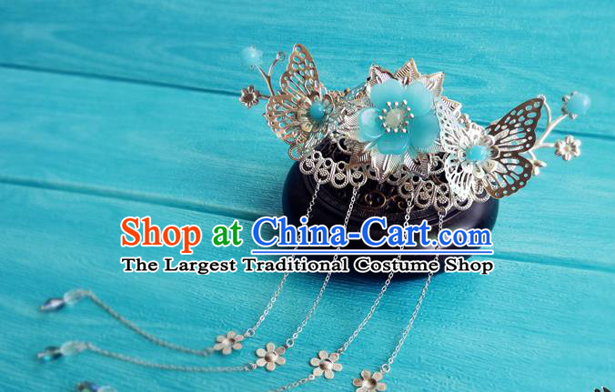 Chinese Ming Dynasty Palace Lady Hairpins Traditional Hanfu Hair Accessories Ancient Princess Argent Hair Crown Full Set