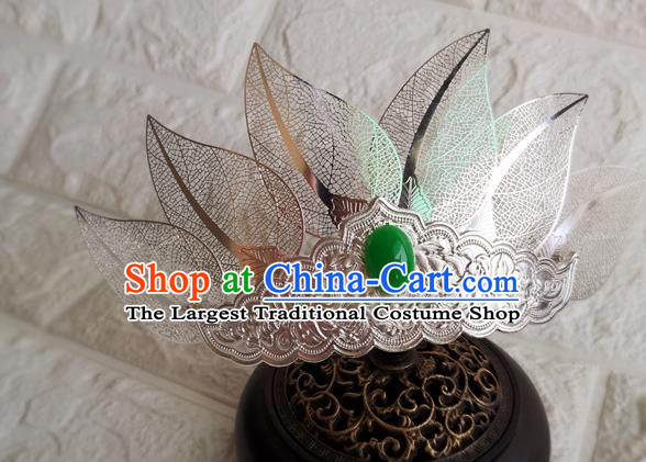 Chinese Traditional Ancient Swordsman Argent Lotus Hairdo Crown Tang Dynasty Prince Hair Accessories