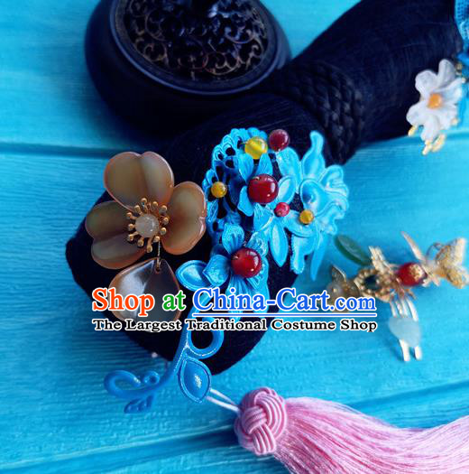 China Traditional Qing Dynasty Princess Wigs and Hairpins Ancient Manchu Lady Hairpieces Drama Story of Yanxi Palace Headdress