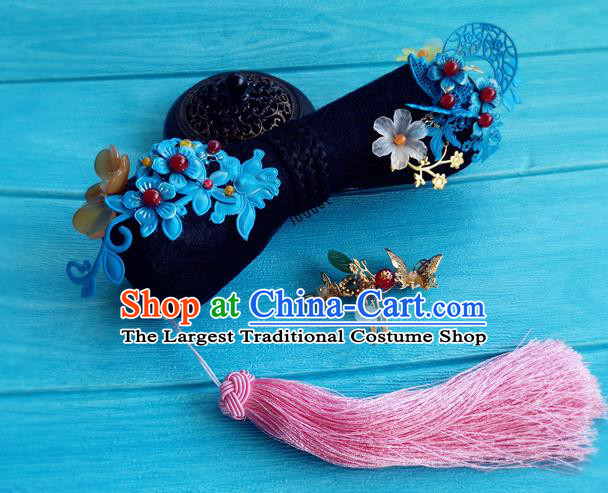 China Traditional Qing Dynasty Princess Wigs and Hairpins Ancient Manchu Lady Hairpieces Drama Story of Yanxi Palace Headdress