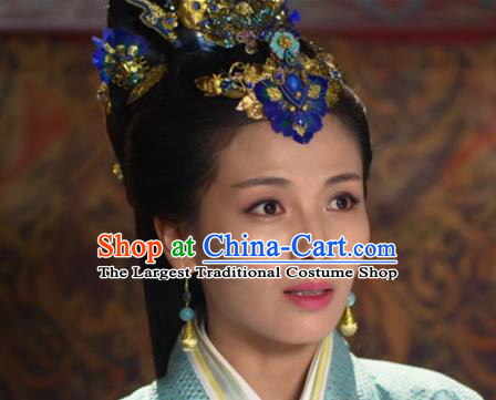 China Ancient Queen Feather Hair Claw Drama Legend of Miyue Mi Shu Headpiece Traditional Warring States Period Empress Frontlet Accessories