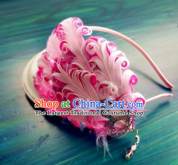 Chinese Traditional Hanfu Hair Clasp Hair Accessories Ancient Princess Pink Feather Hairpin