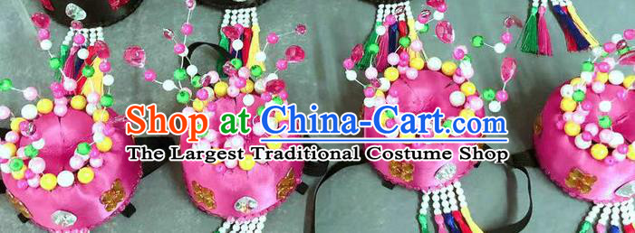 Chinese Stage Performance Hair Accessories Ethnic Folk Dance Rosy Hat Traditional Korean Nationality Dance Headwear