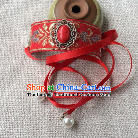 Chinese Traditional Hanfu Hair Accessories Ming Dynasty Childe Red Headband Ancient Bridegroom Hairdo Crown