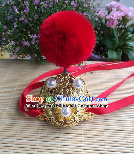 Chinese A Dream in Red Mansions Jia Baoyu Headpiece Traditional Ming Dynasty Childe Hair Accessories Ancient Prince Golden Hair Crown