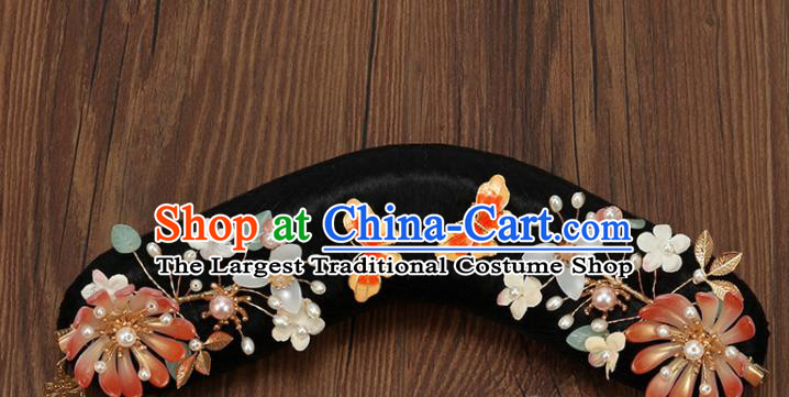 China Ancient Palace Lady Wigs and Hairpins Drama Story of Yanxi Palace Hairpieces Traditional Qing Dynasty Manchu Woman Haeaddress