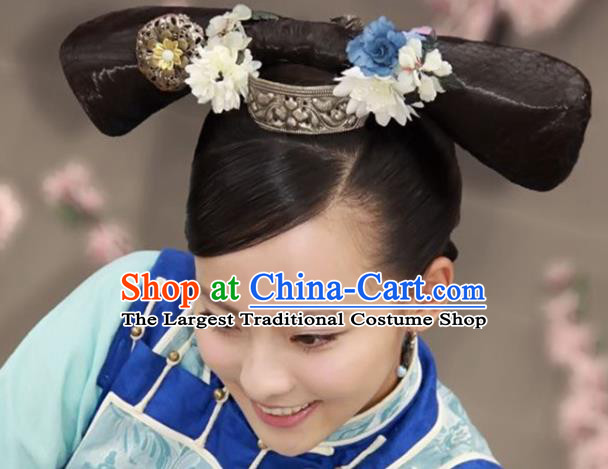 China Drama The Palace Yu Shu Hair Accessories Traditional Qing Dynasty Imperial Consort Hairpieces Ancient Manchu Lady Wigs