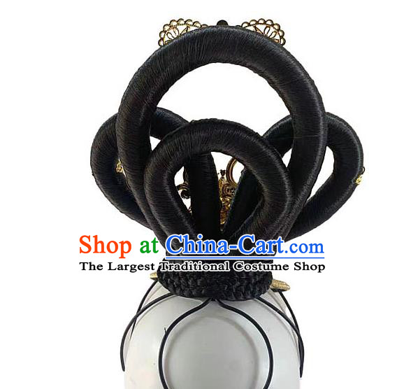 Chinese Traditional Dunhuang Flying Apsaras Headwear Stage Performance Wigs Chignon Classical Dance Hair Accessories