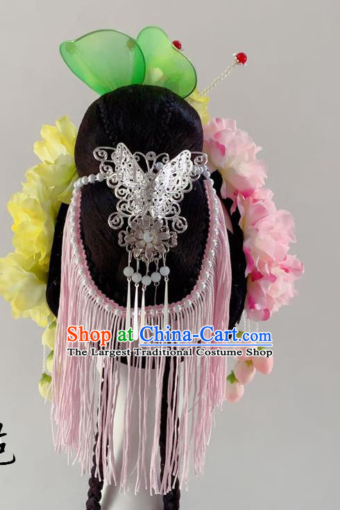 Chinese Woman Stage Performance Wigs Headdress Peking Opera Hairpieces Classical Dance Hair Accessories