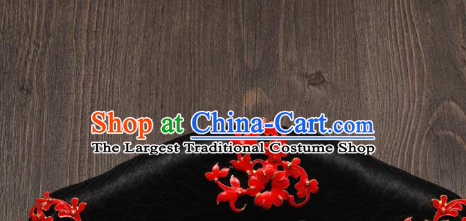 China Traditional Qing Dynasty Manchu Wedding Headdress Ancient Court Maid Wigs and Cloisonne Hairpins Drama Ruyi Royal Love in the Palace Hairpieces